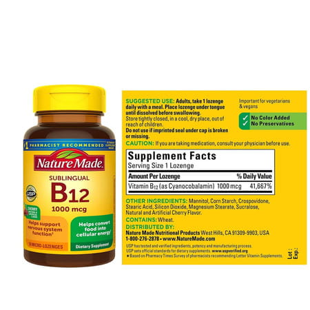 Nature Made B-12 1000 Mcg Micro-Lozenges Cherry Flavor 50 Ea (Pack Of 2)
