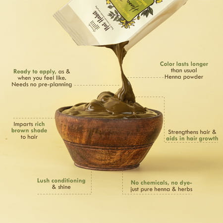 Nat Habit Ready To Apply Henna Paste For Rich Brown Shade From Rajasthani Henna Powder - 220g