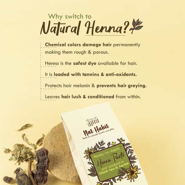 Nat Habit Ready To Apply Henna Paste For Rich Brown Shade From Rajasthani Henna Powder - 220G