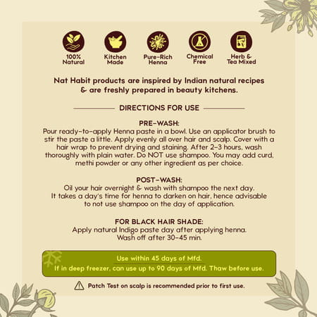 Nat Habit Ready To Apply Henna Paste For Rich Brown Shade From Rajasthani Henna Powder - 220g