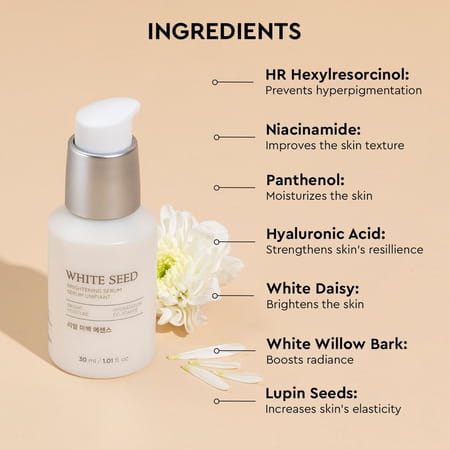 The Face Shop White Seed Brightening Korean Serum | Niacinamide & Ha | Dark Spots - 30ml
