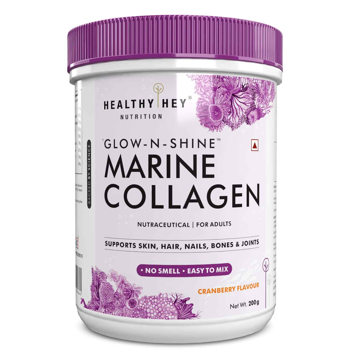Healthyhey Hydrolyzed Marine Collagen With Hyaluronic Acid Cranberry 200g
