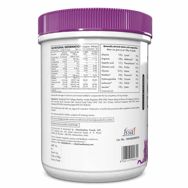 Healthyhey Hydrolyzed Marine Collagen With Hyaluronic Acid Cranberry 200G