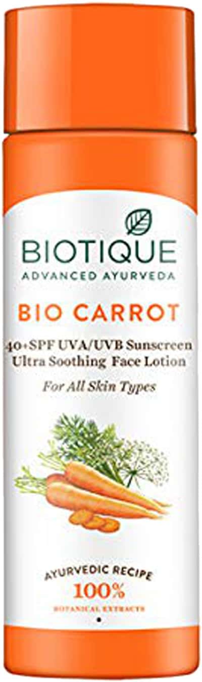 Biotique Bio Carrot 40+ Spf Uva/Uvb Sunscreen Ultrasoothing Face Lotion For All Skin Types 190 Ml