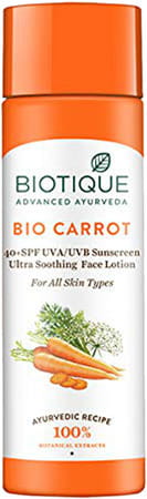 Biotique Bio Carrot 40+ Spf Uva/Uvb Sunscreen Ultrasoothing Face Lotion For All Skin Types 190 Ml