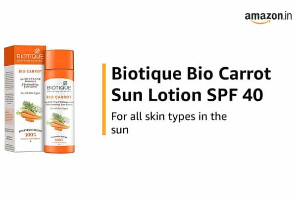 Biotique Bio Carrot 40+ Spf Uva/Uvb Sunscreen Ultrasoothing Face Lotion For All Skin Types 190 Ml