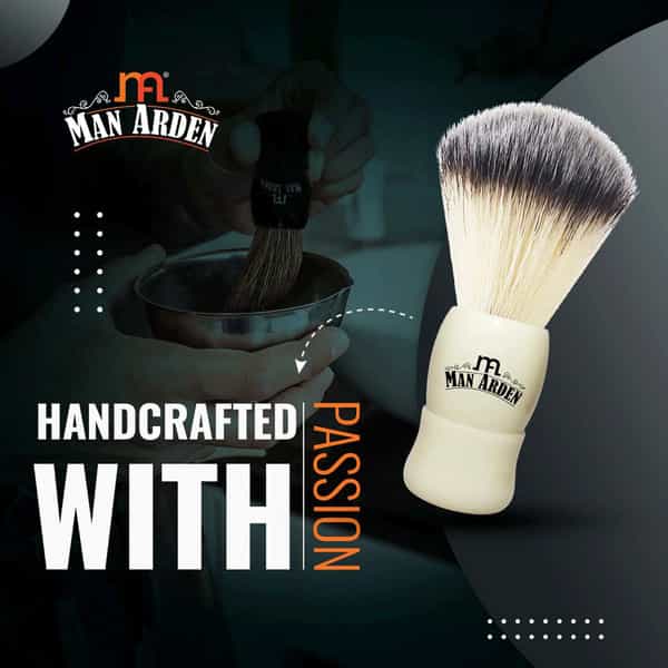 Man Arden Royal White Shaving Brush With Extra Soft Bristles + Refreshing Neem Shaving Cream 100G