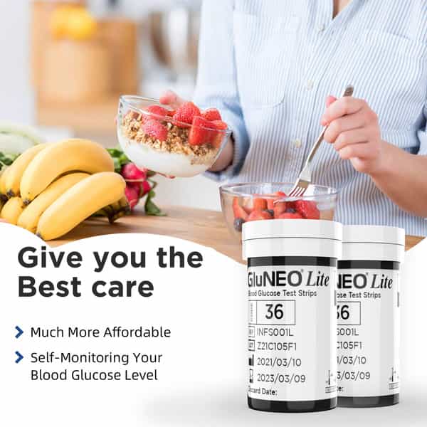 K-Life Gluneolite Blood Sugar Glucose Testing 100 Glucometer Strips