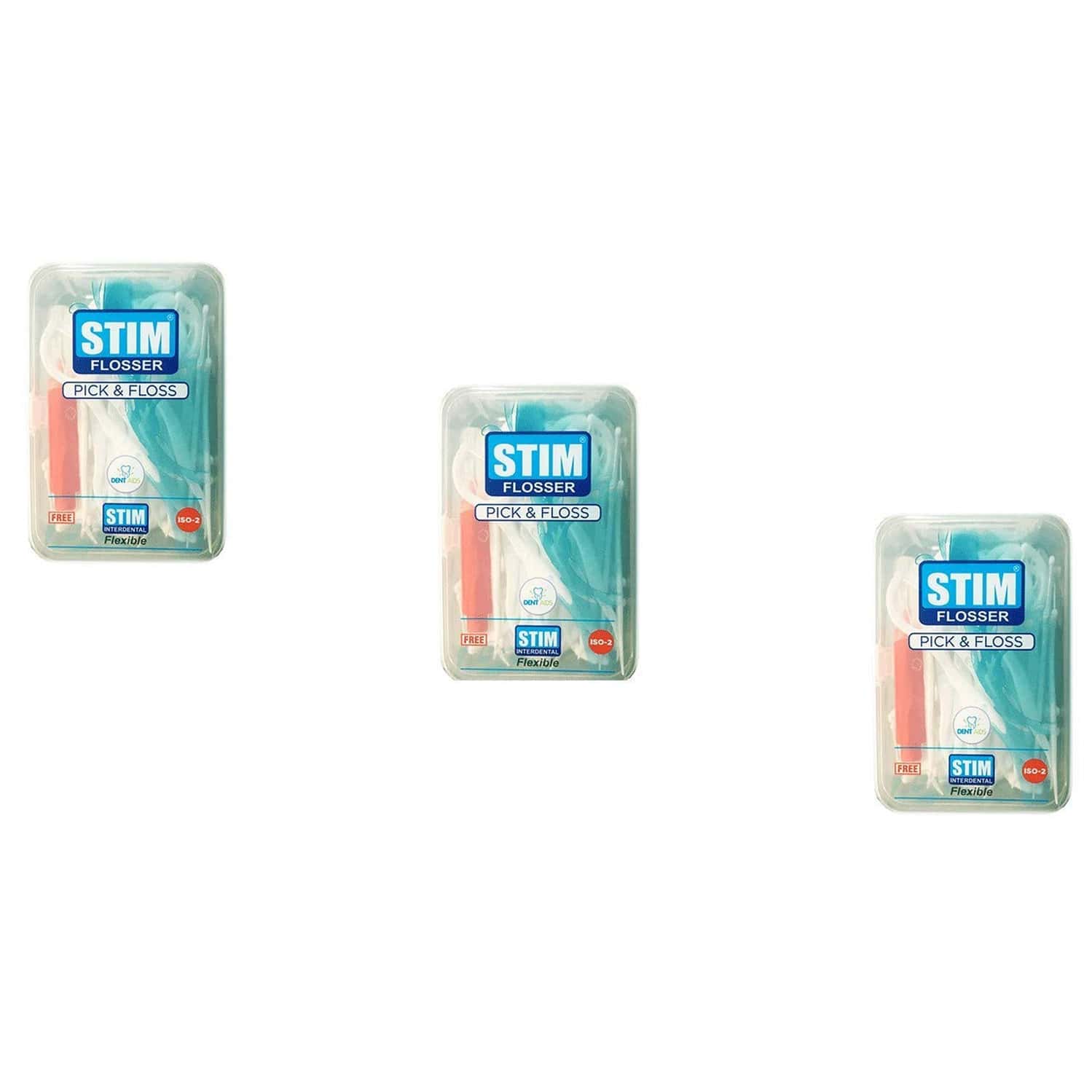 Stim Flosser : Fixed Floss With Toothpick : Pack Of 3 (11.2 Cm | Pack Of 3)