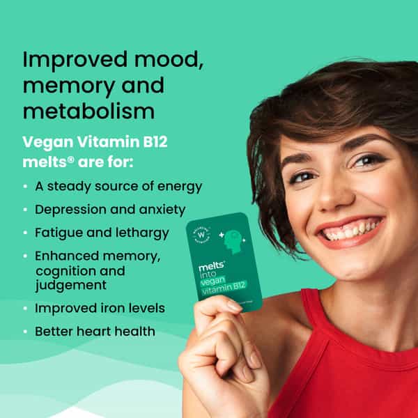Wellbeing Nutrition Melts Vegan Vitamin B12 + Folate For Mood & Memory 30 Strips