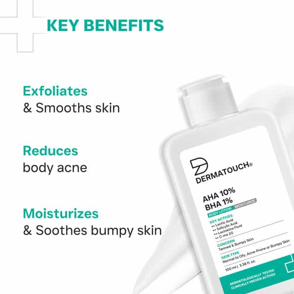 Dermatouch Aha 10% Bha 1% Body Lotion For Men & Women - Suitable For All Skin Types 100 Ml