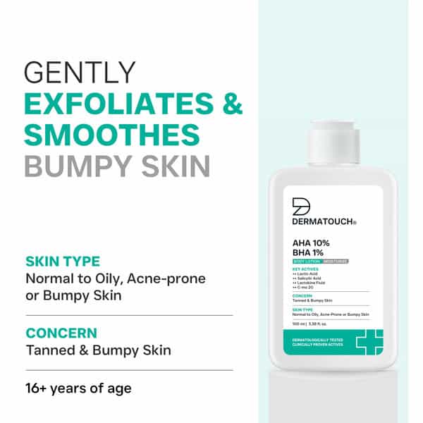 Dermatouch Aha 10% Bha 1% Body Lotion For Men & Women - Suitable For All Skin Types 100 Ml