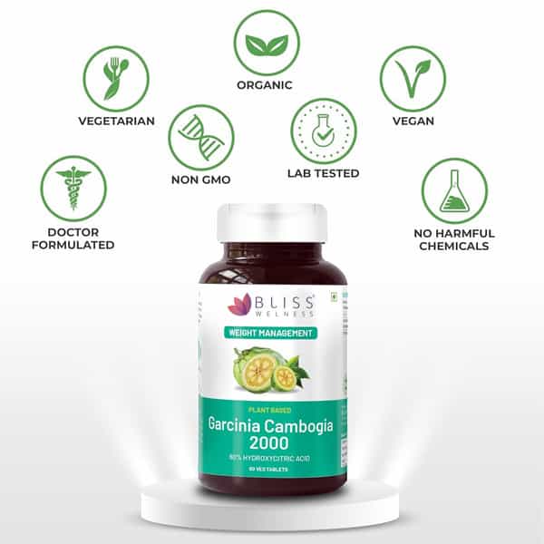 Bliss Welness Garcinia Cambogia For Weight Loss Fat Burner Supplement|For Men And Women- 60 Tablets