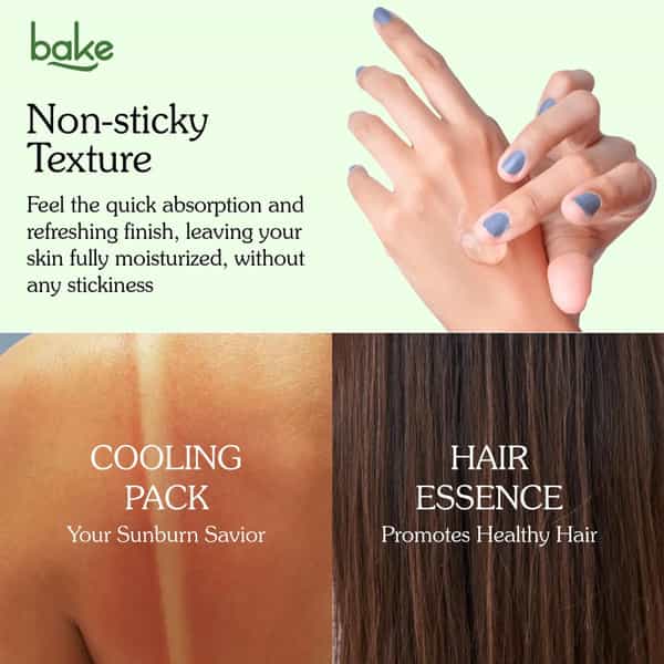 Bake 99% Pure Aloe Vera Gel For Face | Body & Hair Hydration|Reduces Dryness & Non Sticky (200G)