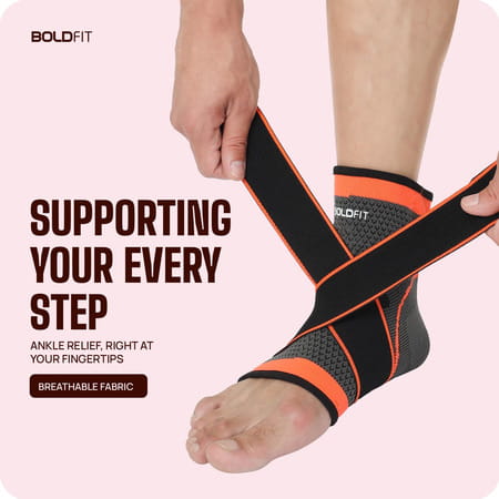 Boldfit Premium Ankle Support Compression Brace For Injuries | Ankle Protection Guard