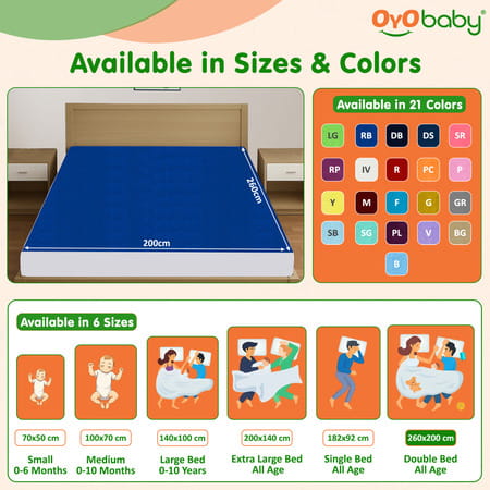 Oyo Baby Waterproof Rubber Sheet Double Bed Size (200cm X 260cm Royal Blue)