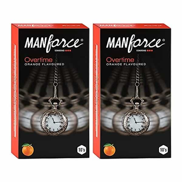 Manforce Overtime Orange 3In1 (Ribbed Contour Dotted) Condoms (Set Of 2 20 Pcs)