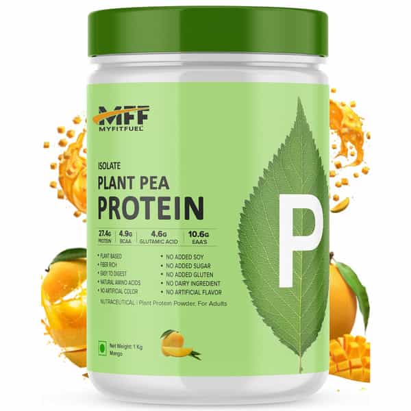 Myfitfuel Mff Plant Pea Protein 1 Kg (2.2 Lbs) Mango Alphonso | Easy To Digest Protein Powder