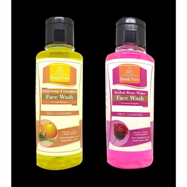 Khadi Pure Herbal Orange & Lemongrass & Rose Water Face Wash (210Ml) Pack Of 2 (420Ml)