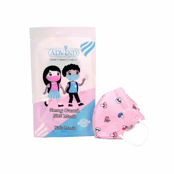 Advind Healthcare Smog Guard N95 Kids Mask Without Valve (4-12 Years Kids ) - Pink Pack Of 3