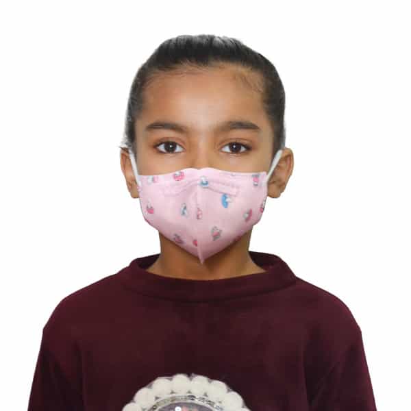 Advind Healthcare Smog Guard N95 Kids Mask Without Valve (4-12 Years Kids ) - Pink Pack Of 3