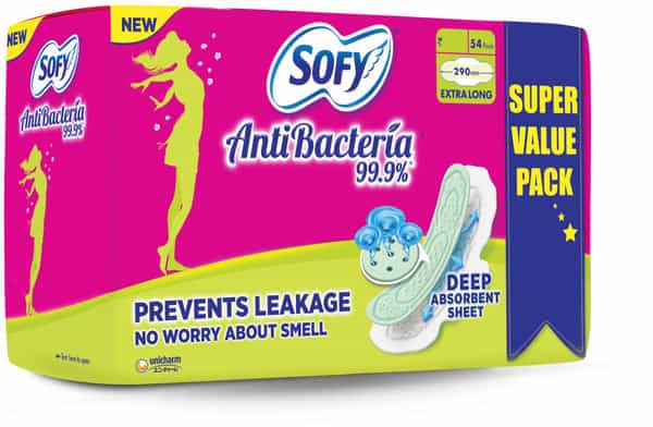 Sofy Antibacteria Extra Long Sanitary Pads - 54 Pads