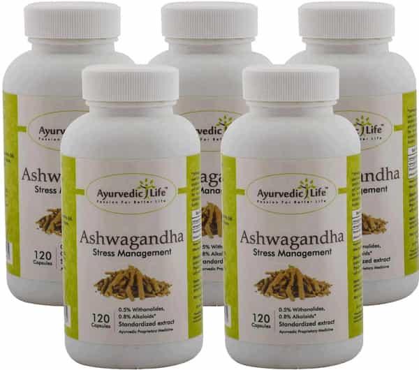 Ayurvedic Life Ashwagandha 120 Capsules (Pack Of 5) Natural