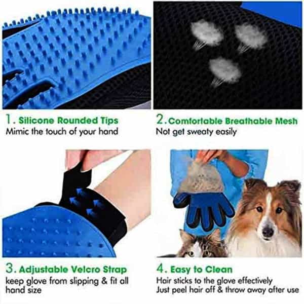 Pawcloud Pet Grooming Glove | Pet Shedding De-Shedding Massaging & Bathing Glove - Both Dog & Cat