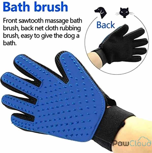 Pawcloud Pet Grooming Glove | Pet Shedding De-Shedding Massaging & Bathing Glove - Both Dog & Cat