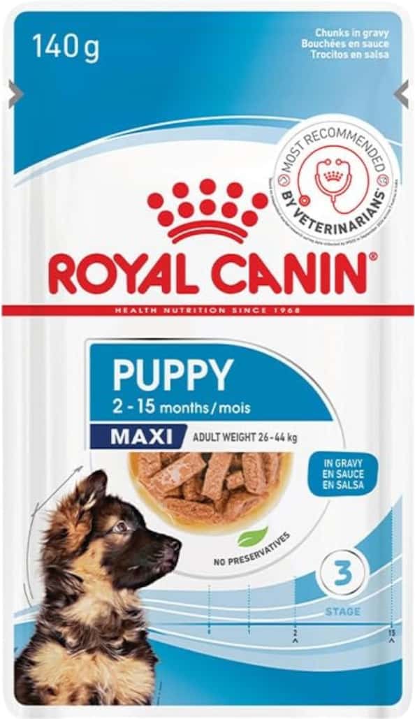Royal Canin Maxi Puppy Food For Stage 3 | 104 Grams | Pack Of 10 Sachet | Wet Food