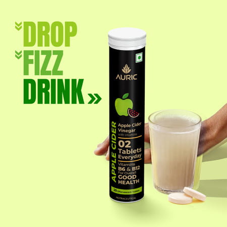 Auric Apple Cider Vinegar With Vitamins | 80 Acv Tablets With Vitamin B6 & B12 In Every Tube