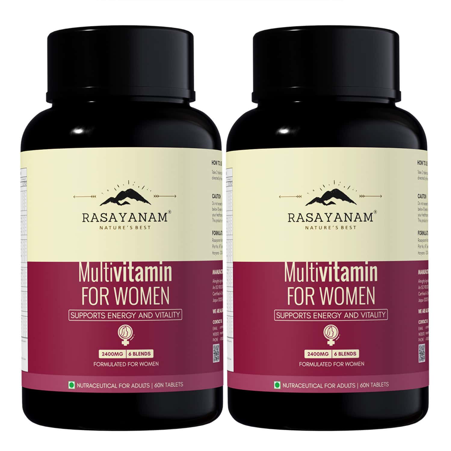 Rasayanam Multivitamin For Women | 55 Ingredients | Energy | Skin & Immunity 120 Tablets (pack Of 2)
