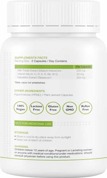 Foresta Organics Liver Detox With Milk Thistle Extract Dandelion & Vitamins Vegan 60 Capsules