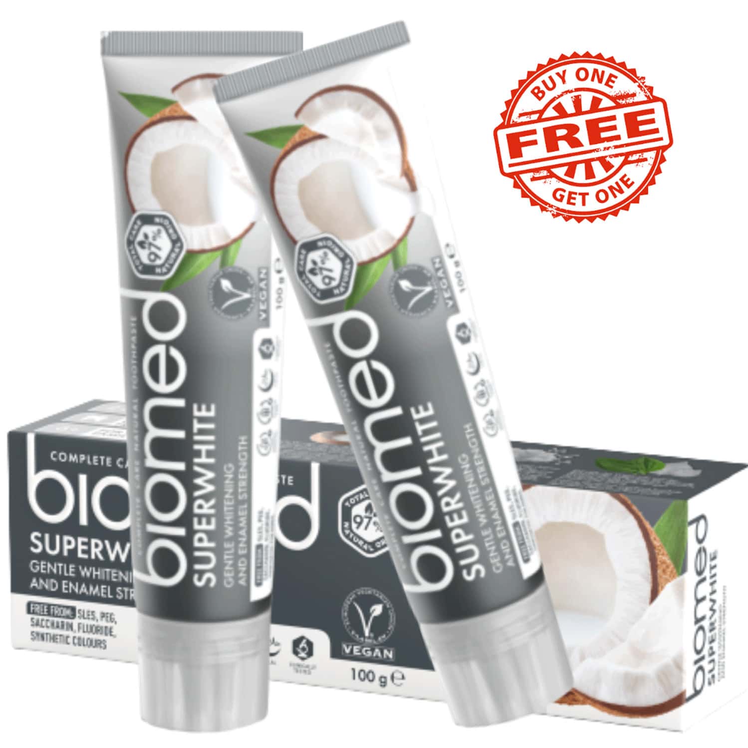 Buy BIOMED SUPERWHITE NATURAL TOOTHPASTE - BUY ONE GET ONE FREE -100GM ...