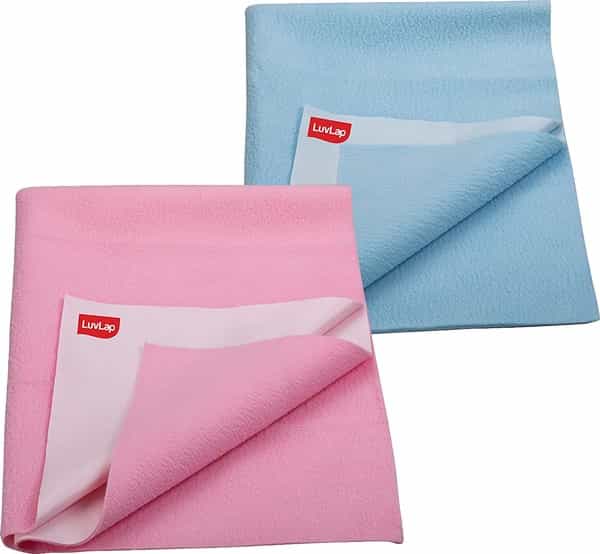 Luvlap Instadry Extra Absorbent Dry Sheet Bed Protector Sky Blue & Baby Pink Small 50X70cm Pack Of 2