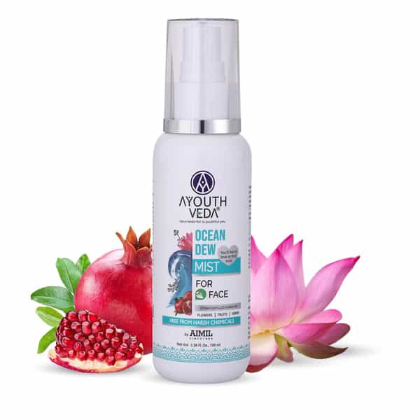 Ayouthveda Ocean Dew Face Mist With Roses | Lotus | Marigold & Aloe Vera For Hydrated Skin 100 Ml