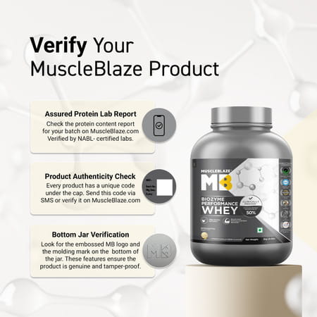 Muscleblaze Biozyme Performance Whey Protein | French Vanilla Crme | 2Kg | 25G Protein Per Scoop