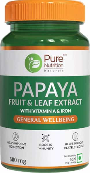 Pure Nutrition Papaya L Papaya Leaf And Fruit Extract Immunity & Platelet Booster - 60 Veg Caps