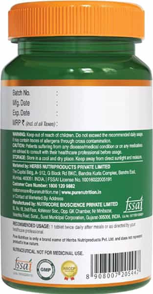 Pure Nutrition Papaya L Papaya Leaf And Fruit Extract Immunity & Platelet Booster - 60 Veg Caps