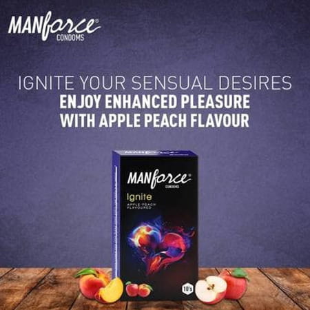 Manforce Ignite Apple-Peach & Premium Hotdots Belgian Chocolate Flavoured Condoms (Set Of 2 20 Pcs)