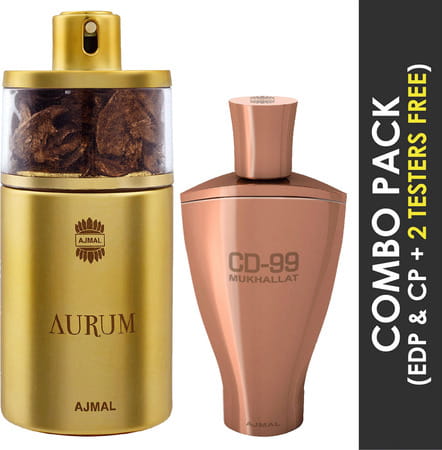 Ajmal Aurum Edp 75ml Perfume For Women And Cd 99 Mukhallat Cp Attar 14ml For Unisex