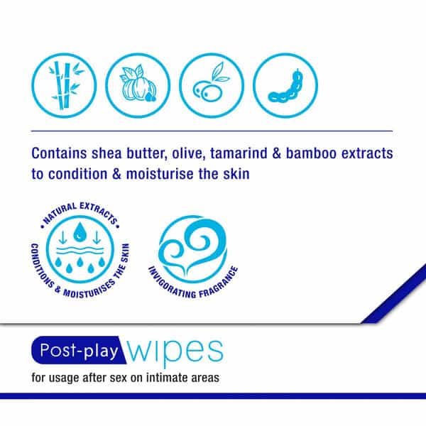 Skore Post Play Wipes Blue (10 Sachets) (Pack Of 3)