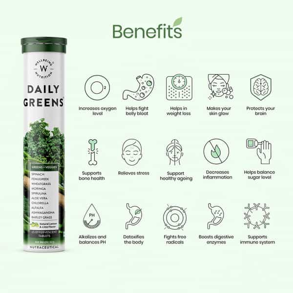 Wellbeing Nutrition Daily Greens Wholefood Multivit For Detox | Weight Management 15 Tabs