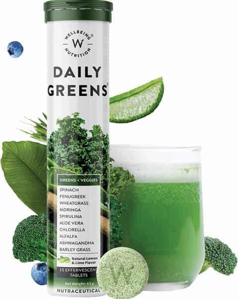 Wellbeing Nutrition Daily Greens Wholefood Multivit For Detox | Weight Management 15 Tabs