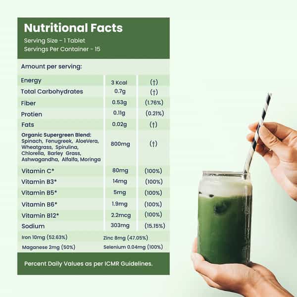 Wellbeing Nutrition Daily Greens Wholefood Multivit For Detox | Weight Management 15 Tabs