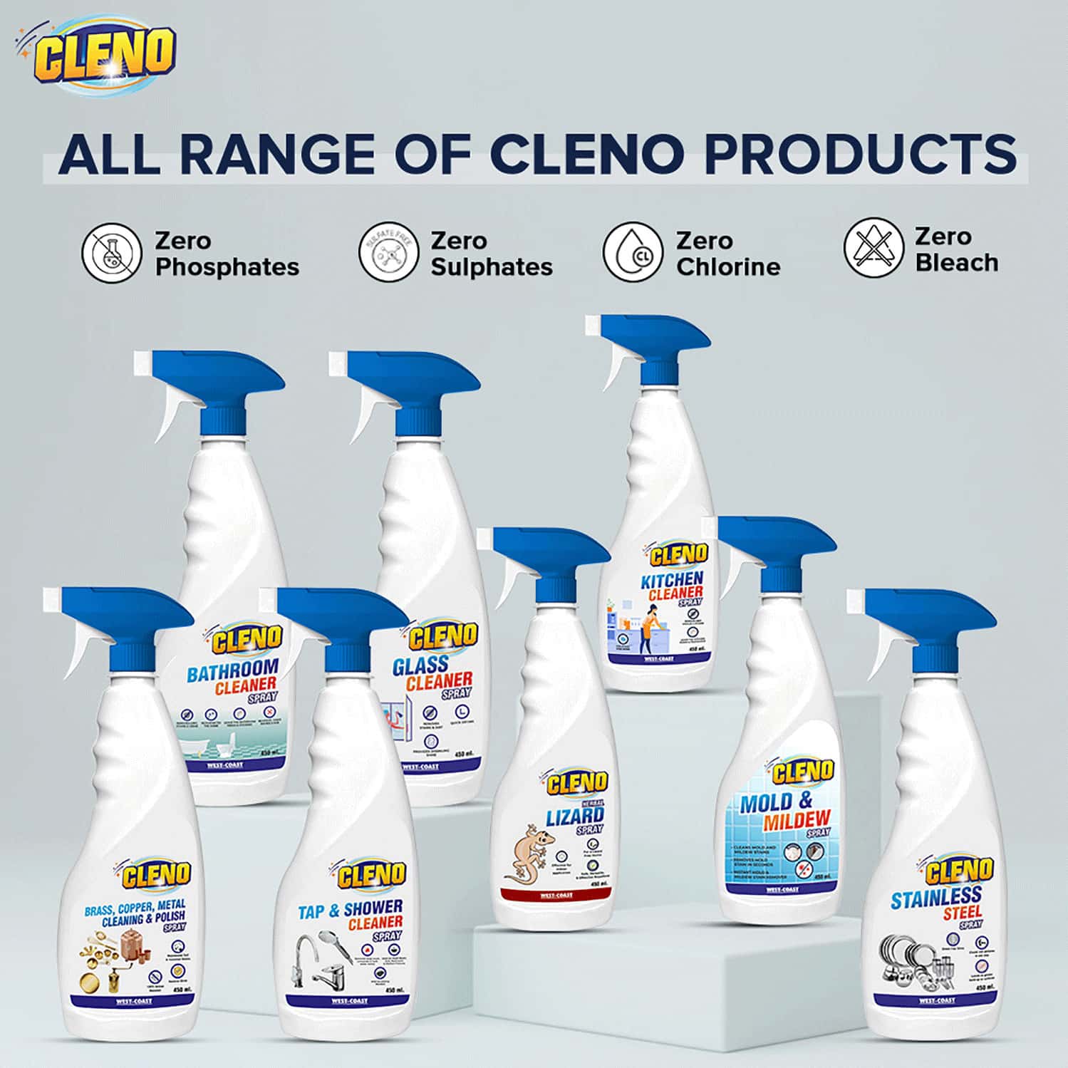 Buy CLENO GLASS CLEANER SPRAY CLEANS TABLETOPS/MIRRORS/GLASSWINDOWS
