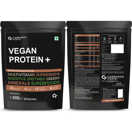 Carbamide Forte Plant Protein Powder Chocolate Flavour Multivitamins & Mineral Packet 500 Gm