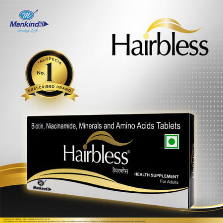 Hairbless Supplement | Biotin & Niacin | Gluten Free | Enriched With L-Cystiene | 15 Tablets