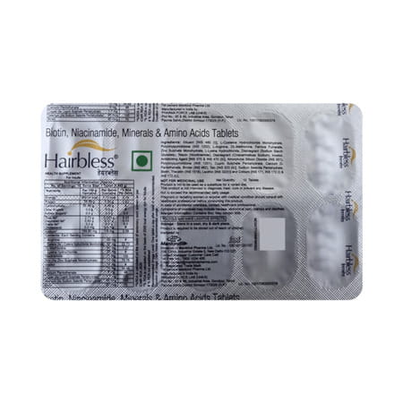 Hairbless Supplement | Biotin & Niacin | Gluten Free | Enriched With L-Cystiene | 15 Tablets