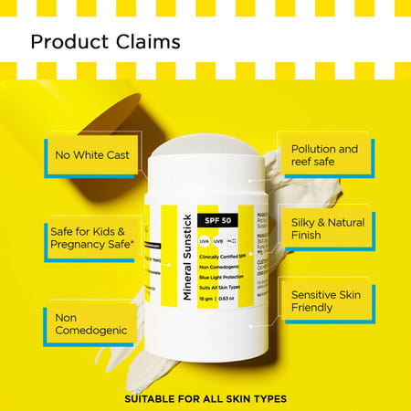 Sunscoop Mineral Sunstick | Spf 50 | Safe For Kids (3+ Years) | For All Skin Types 18gm